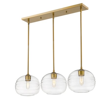 Z-LITE Harmony 3 Light island, Olde Brass & Clear 486P10-3L-OBR